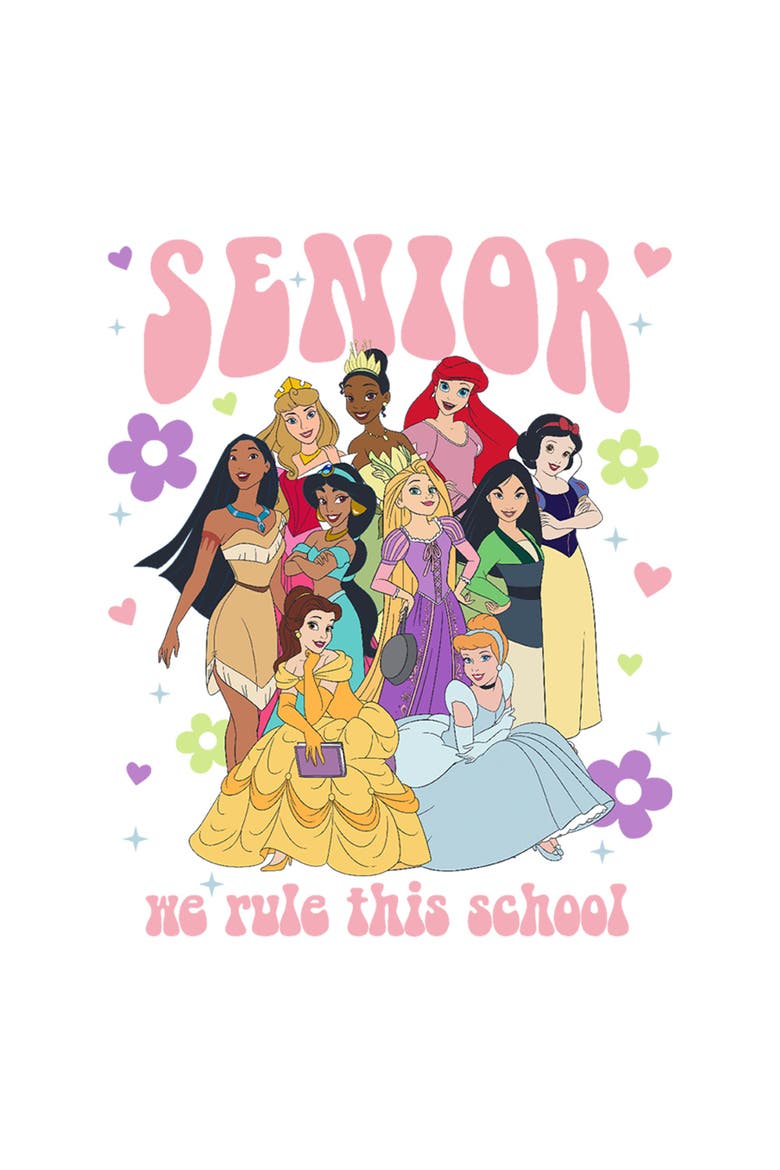 Junior's Disney Princess We Rule This School Seniors  Graphic T-Shirt, Alternate, color, White