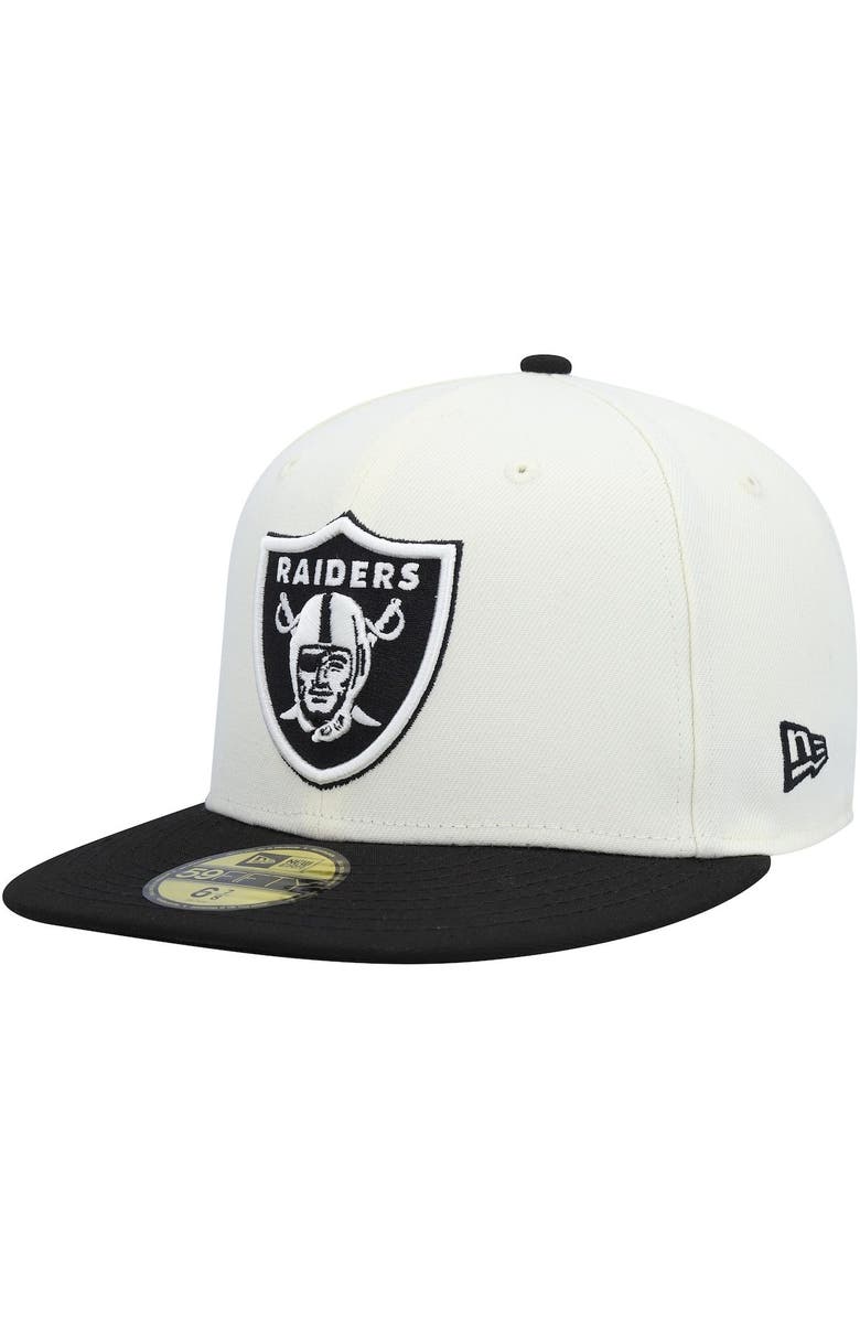 New Era Men's New Era Cream/Black Las Vegas Raiders Chrome Collection 59FIFTY Fitted Hat, Main, color, 