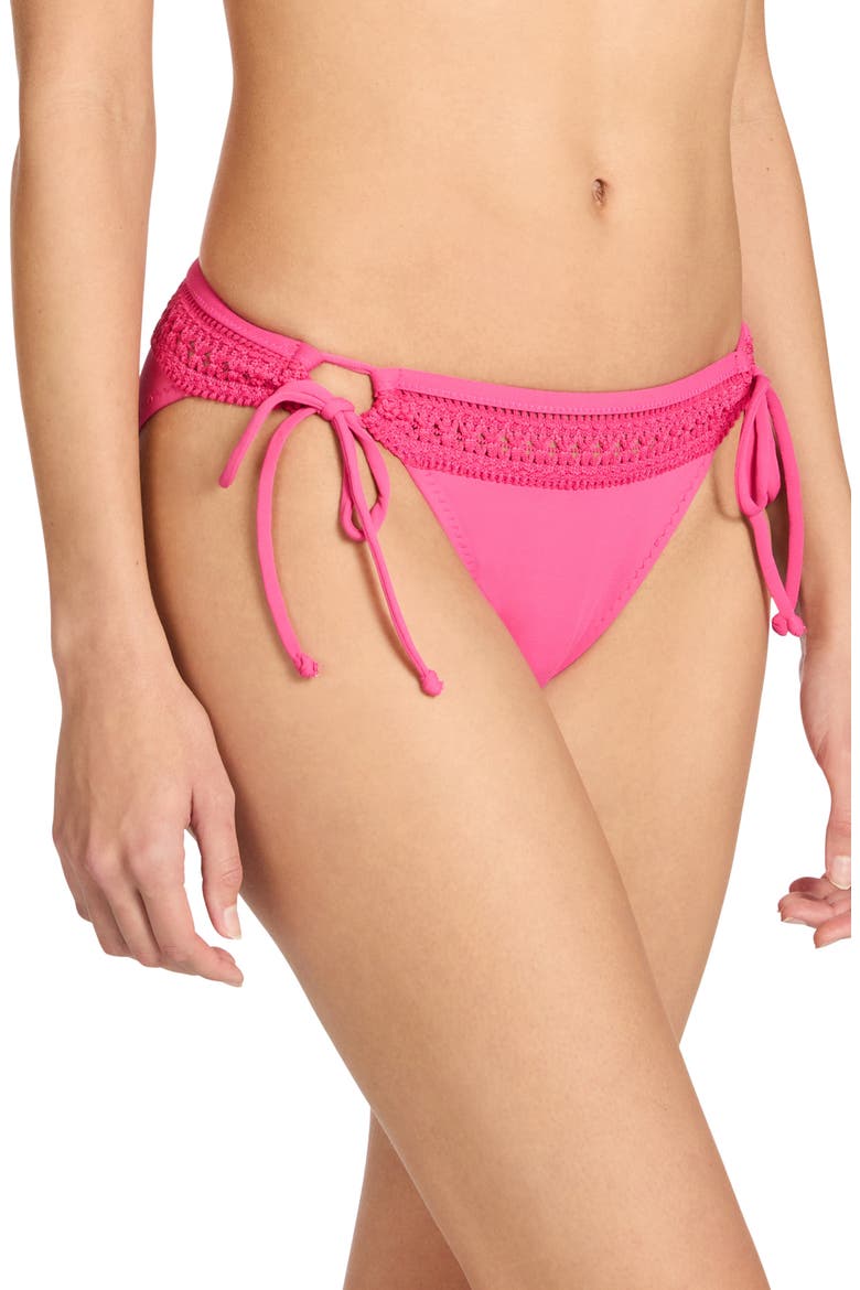 Isabelle Side Tie Bikini Bottoms, Alternate, color, STRAWBERRY