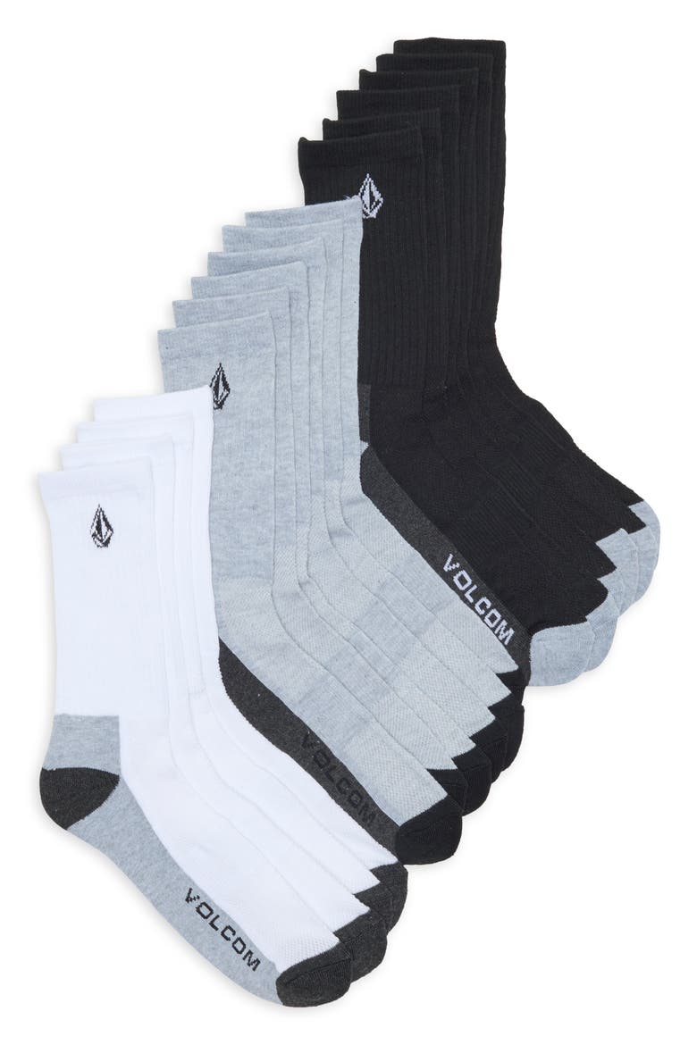 8-Pack Athletic Crew Socks, Main, color, WHITE/ BLACK/ GRAY