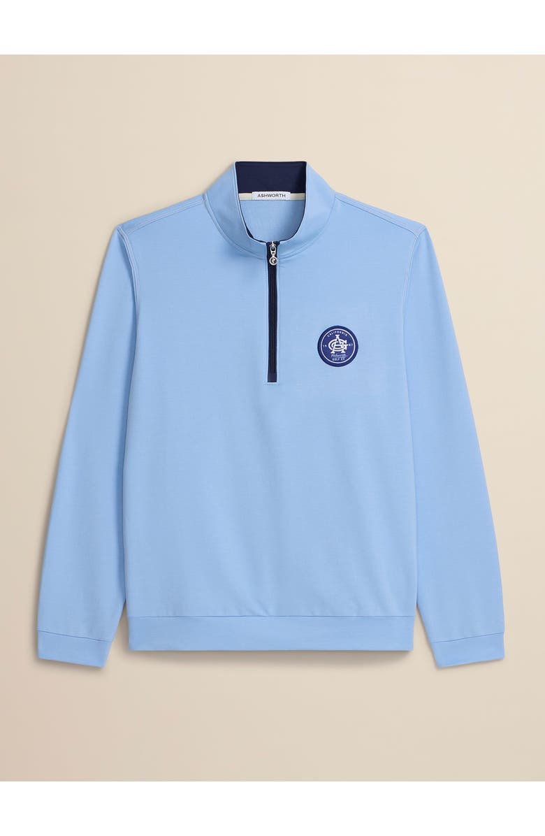 ASHWORTH GOLF French Terry Vintage Patch 1/4 Zip, Main, color, Chambray
