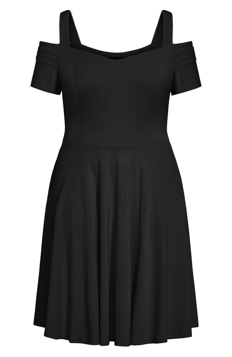 City Chic Retro Vibe Cold Shoulder Fit & Flare Dress, Alternate, color,