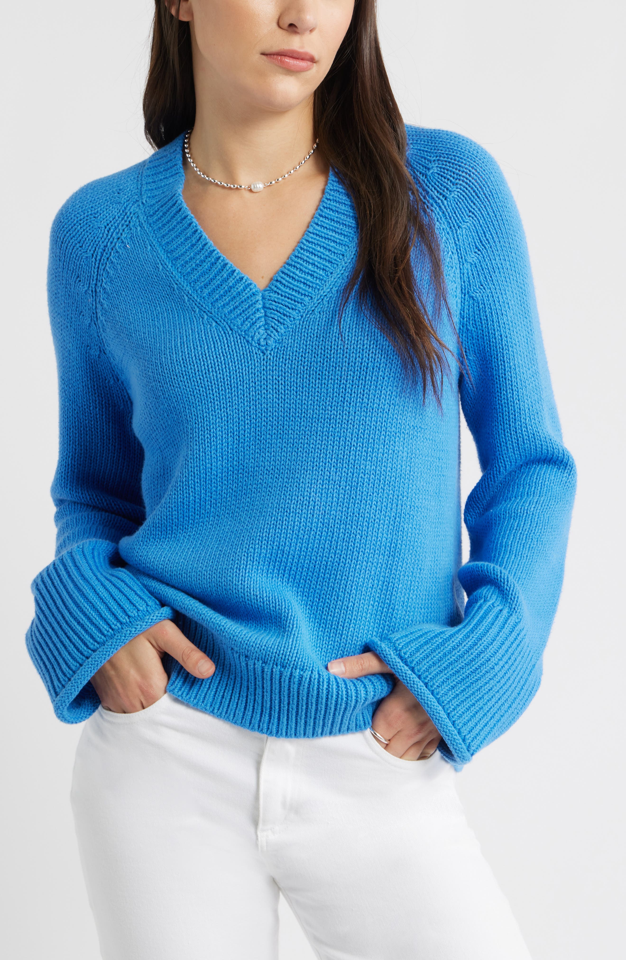 Oversize V-Neck Cotton Sweater - image 5