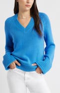 Caslon® Oversize V-Neck Cotton Sweater