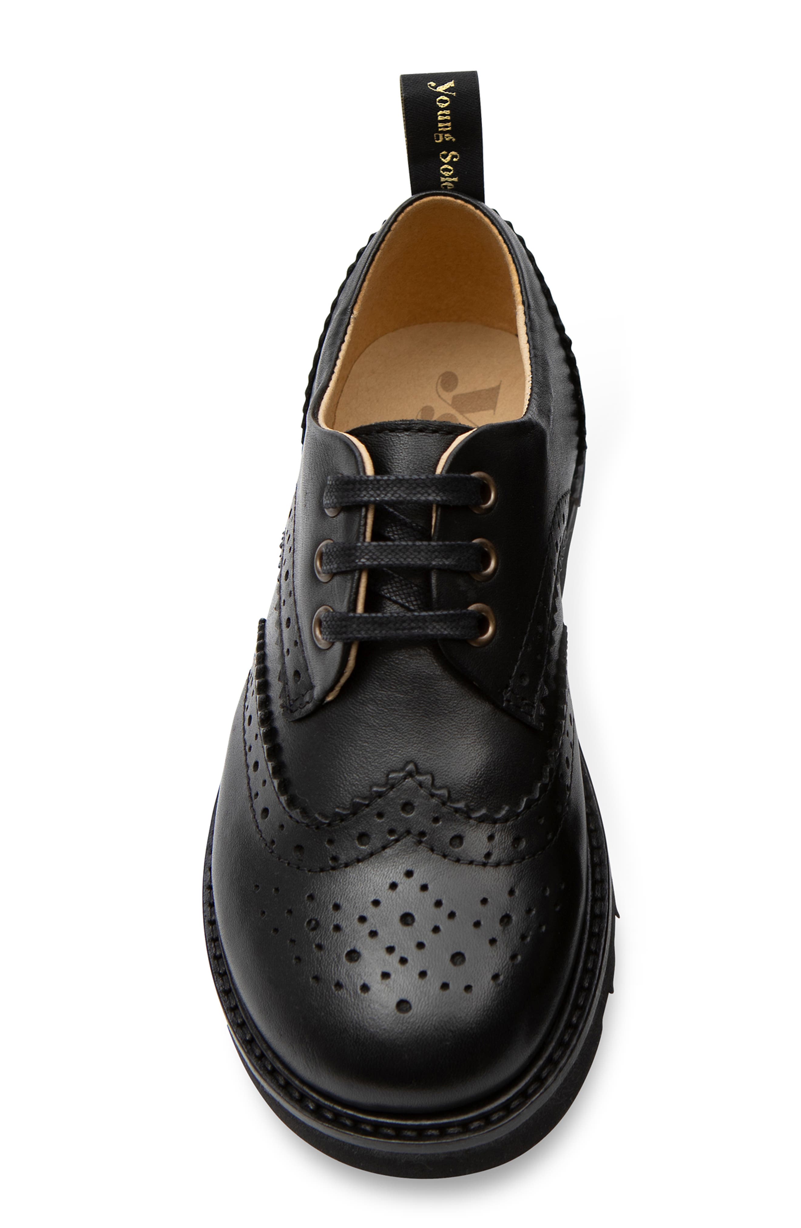 Young Soles Brando Kids Brogue Shoe, Alternate, color, All Black