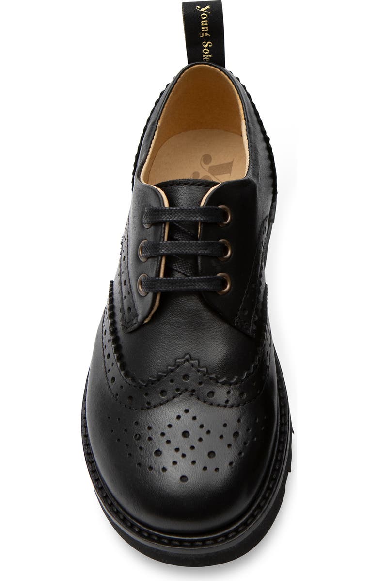 Young Soles Brando Kids Brogue Shoe, Alternate, color, All Black