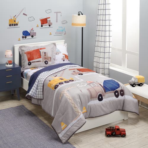 Bedtime Originals Construction Zone Twin Quilt & Pillow Sham Set In Gray