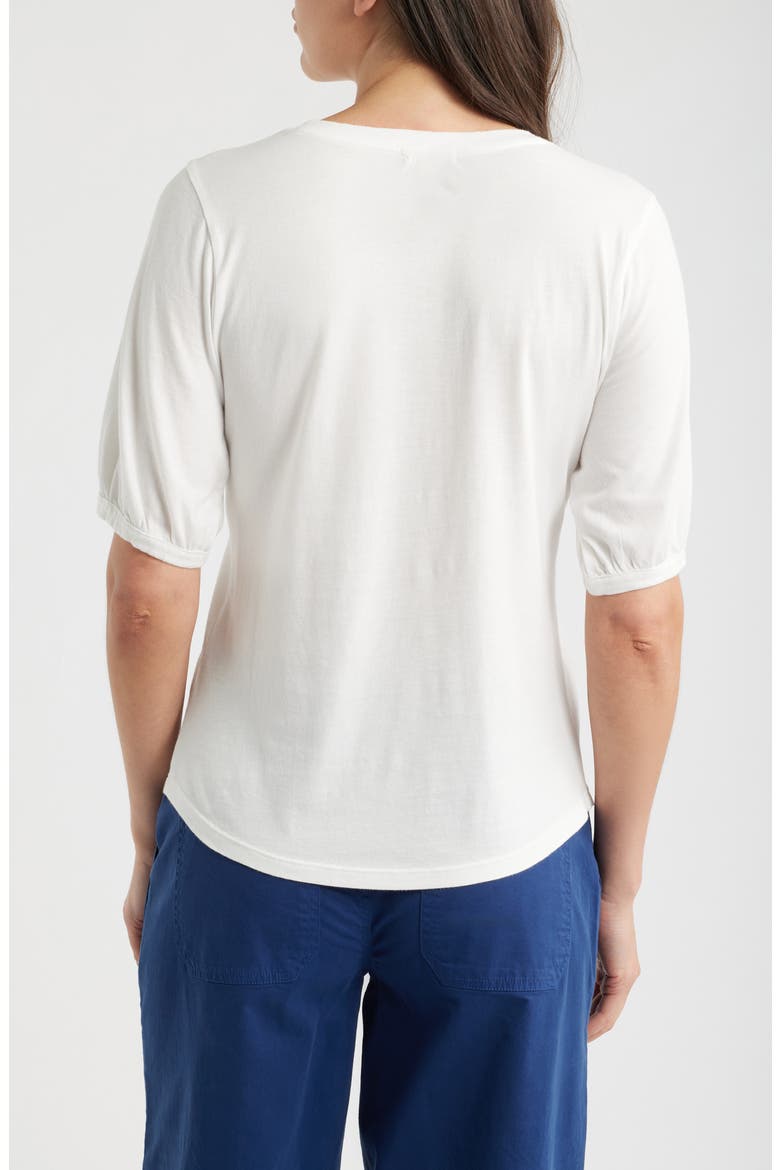 Puff Sleeve Cotton T-Shirt, Alternate, color, PAPER WHITE