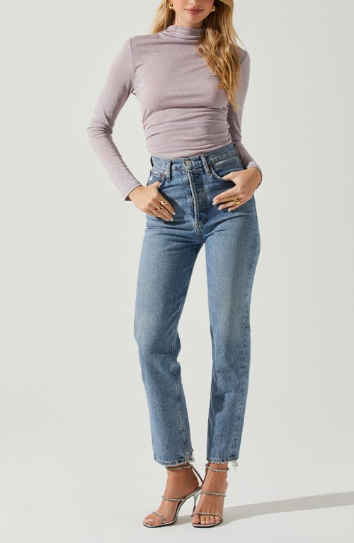 Astr The Label Jobelle Long Sleeve Turtleneck Top In Purple