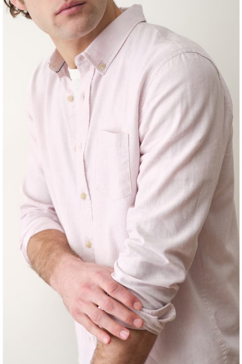 Better-than-Linen Hemp Blend Button-Up Shirt, Alternate, color, LAVENDER MIST STRIPE