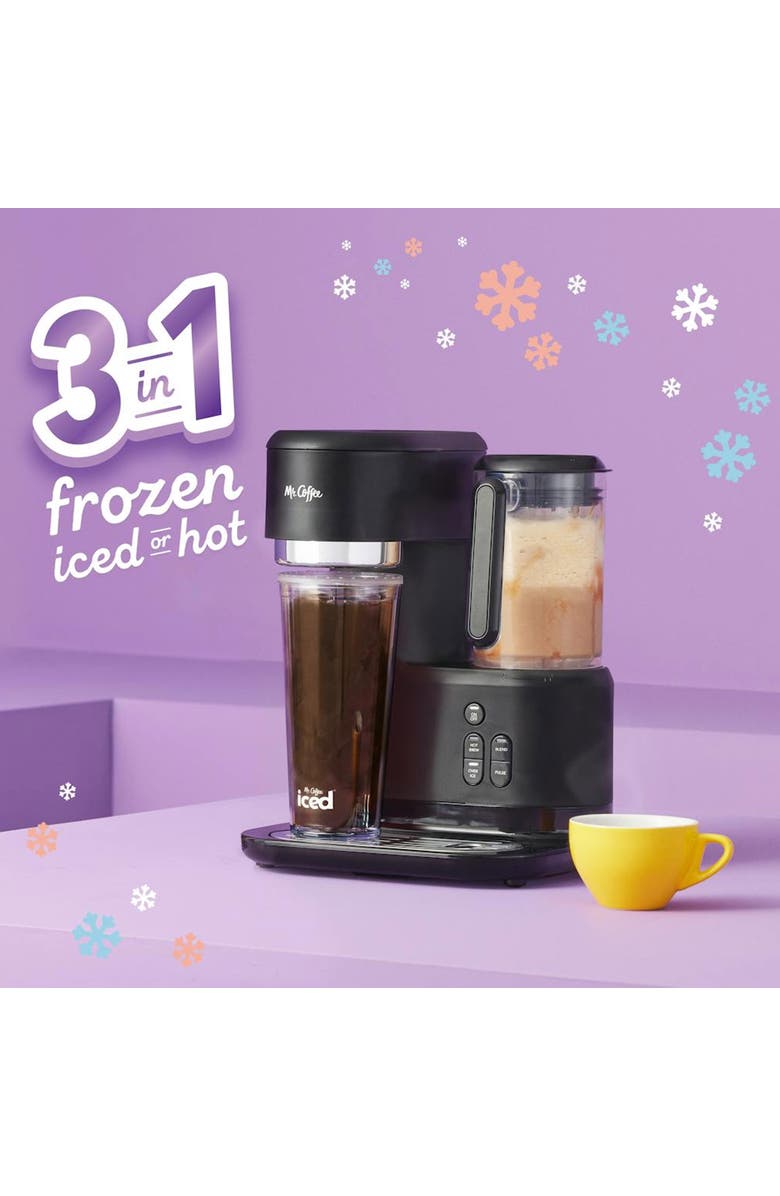 Mr. Coffee 3-in-1 Single-Serve Iced and Hot Coffee/Tea Maker with Blender with Reusable Filter, Scoop, Recipe Book, 2 Tumblers, Lids and Straws, Black, Alternate, color, Black
