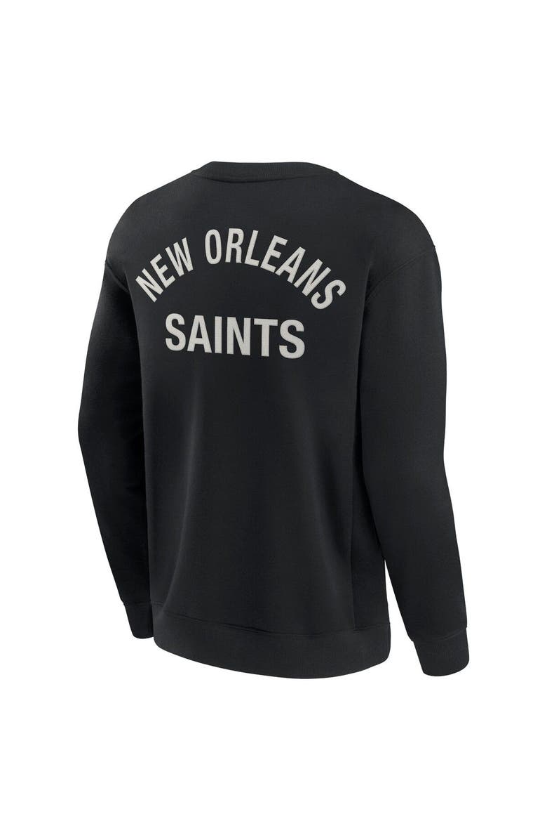 Fanatics Signature Unisex Fanatics Signature Black New Orleans Saints Super Soft Pullover Crew Sweatshirt, Alternate, color, Black
