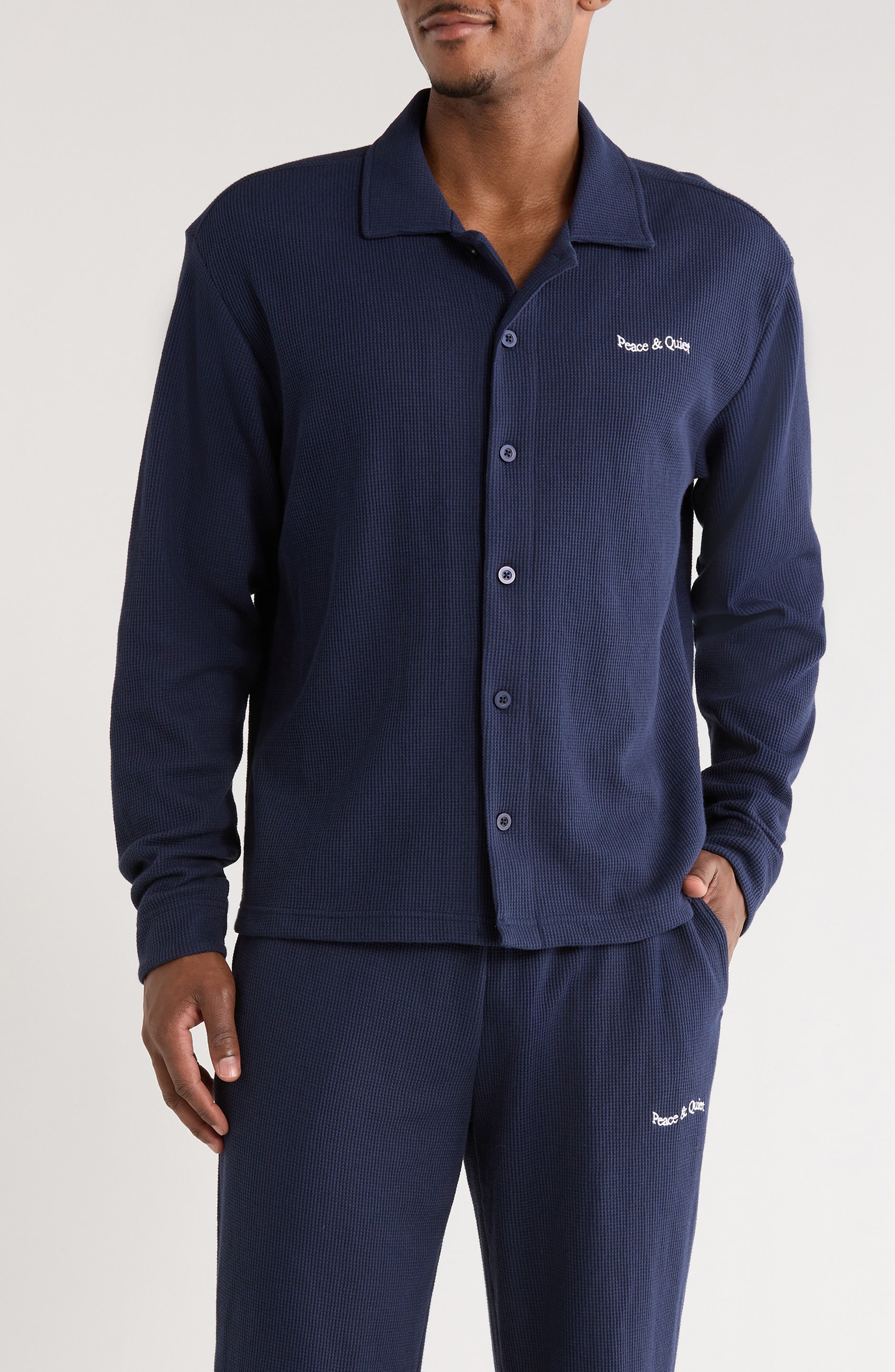 Museum of Peace & Quiet Wordmark Waffle Knit Shirt Jacket