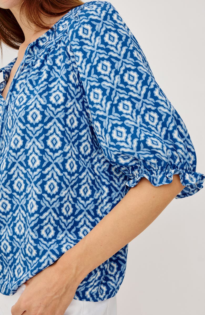 Rails Belina Floral Three-Quarter Sleeve Top, Alternate, color, Blue Ikat