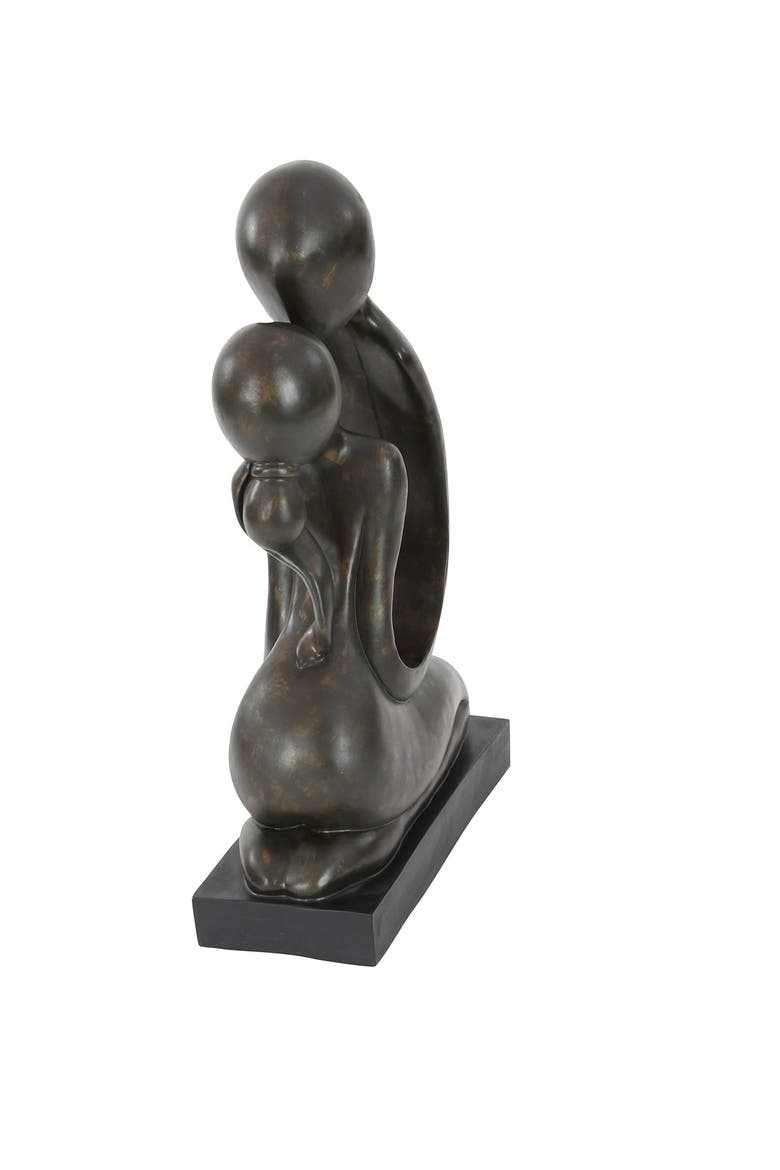 Brown Polystone Kissing People Sculpture, Alternate, color, BROWN