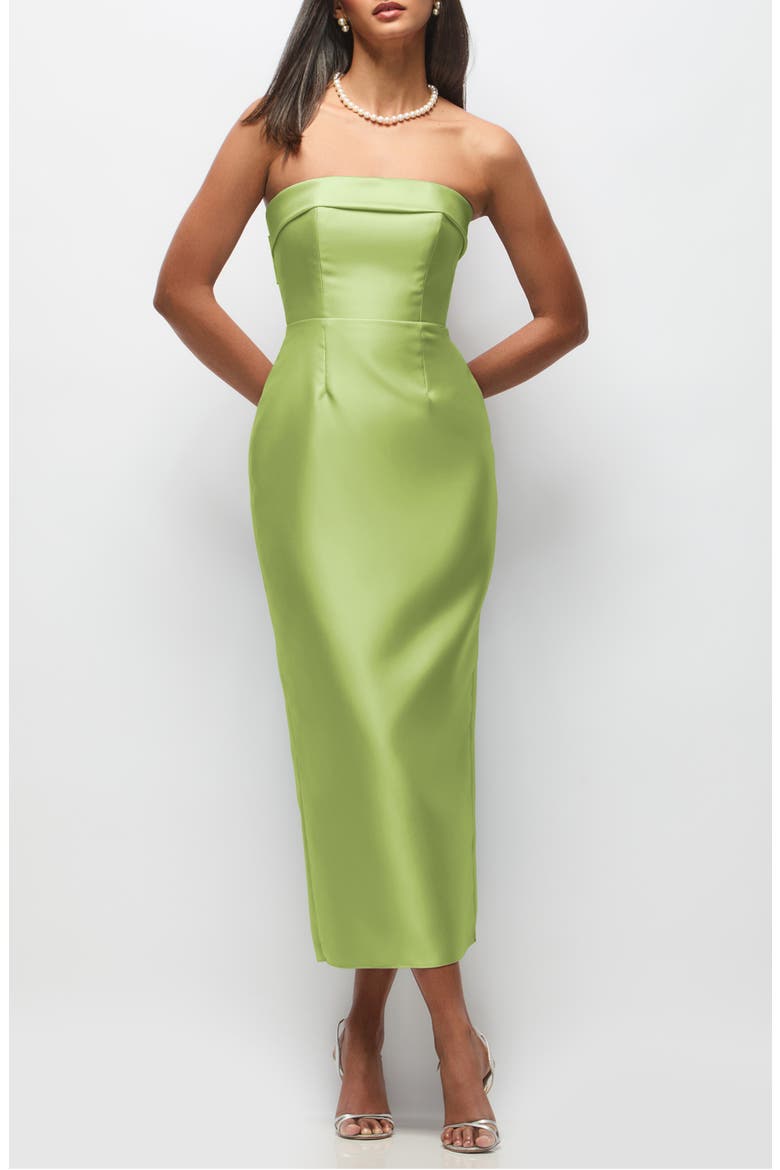 Annabelle Bow Back Strapless Satin Column Dress, Main, color, MOJITO