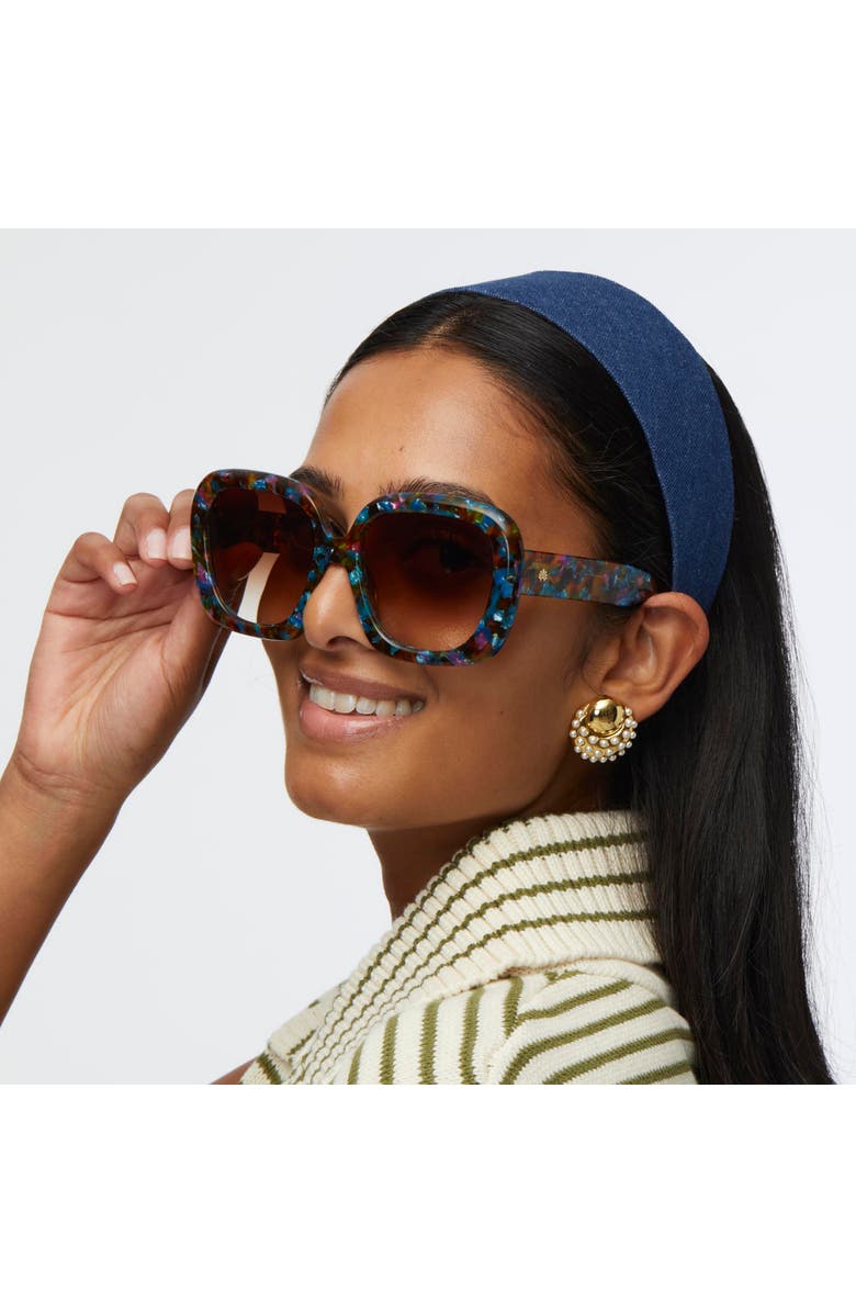 Lele Sadoughi Jackie Square Sunglasses, Alternate, color, Calico Midnight 999