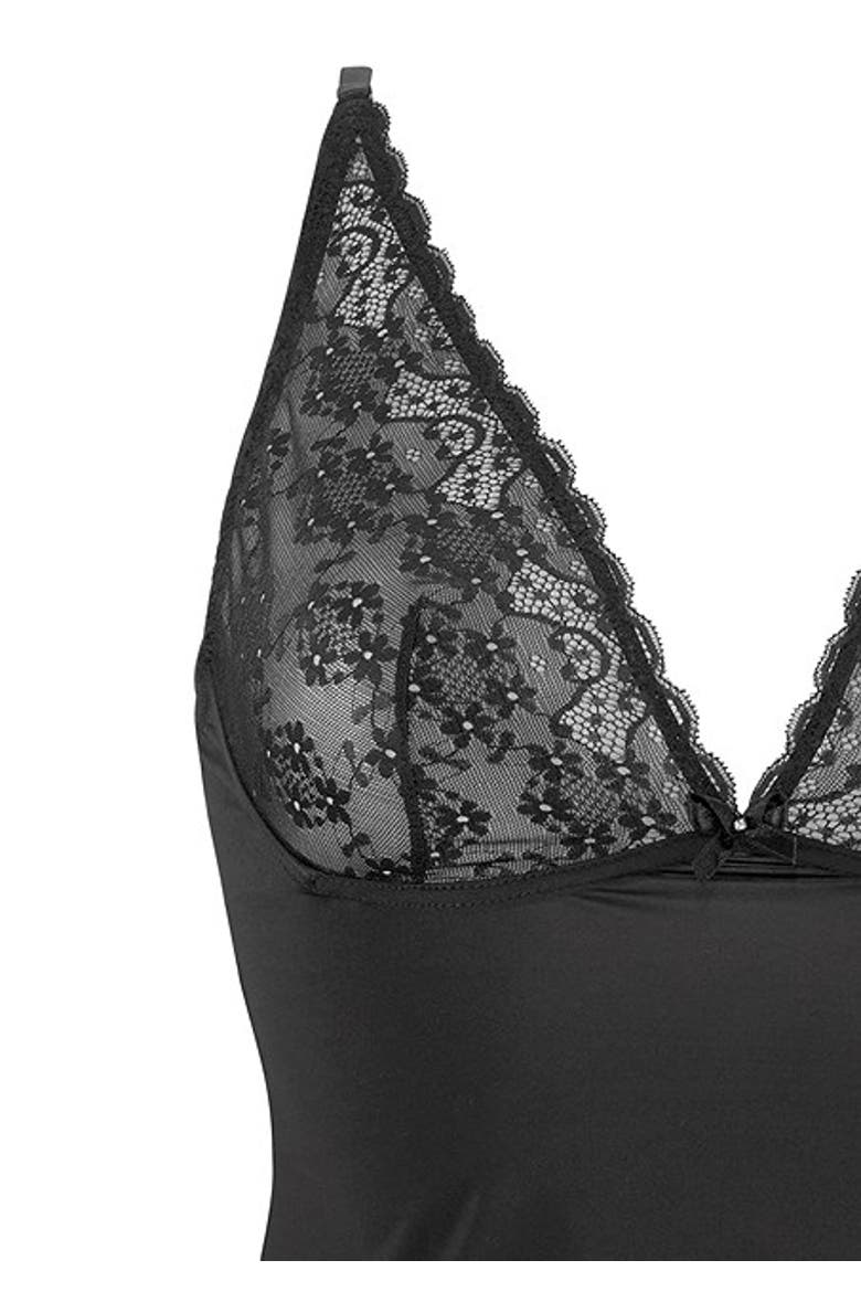Women's Lace V-Neck Babydoll, Alternate, color, Black