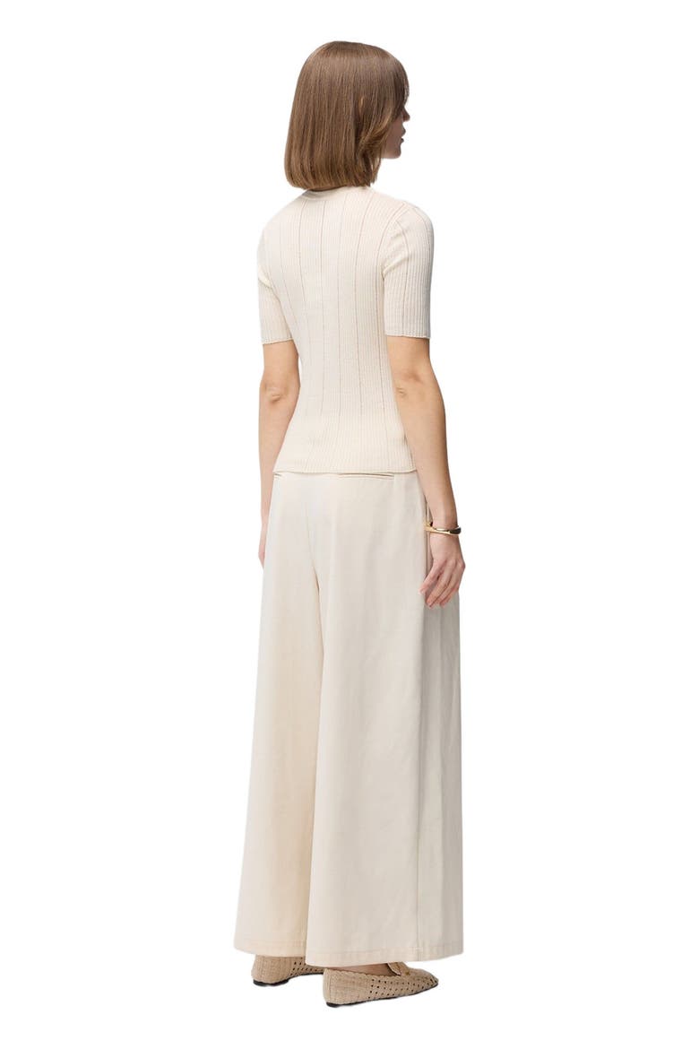 Ajour-Knit Cashmere Silk Top, Alternate, color, whisper white