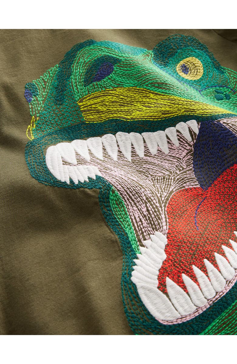 Mini Boden Kids' Dino Appliqué Layered Cotton T-Shirt, Alternate, color, 