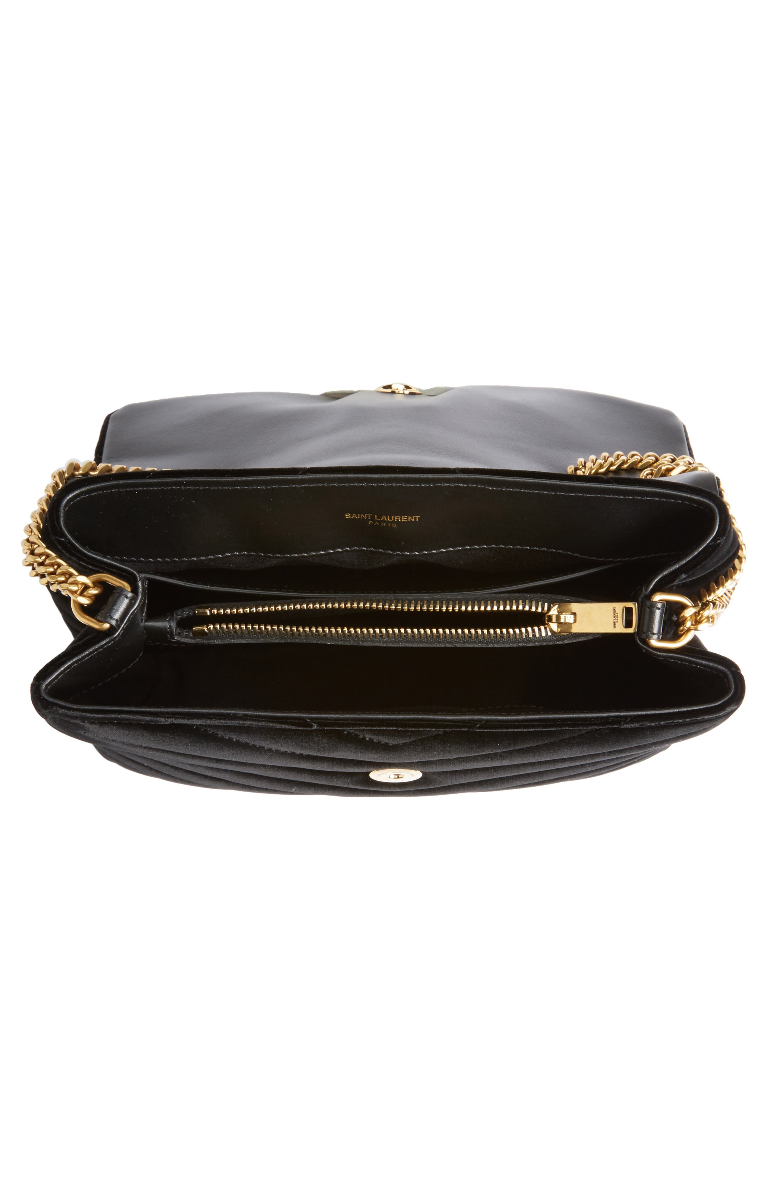 Saint Laurent Small Loulou Matelassé Velour Shoulder Bag, Alternate, color, 