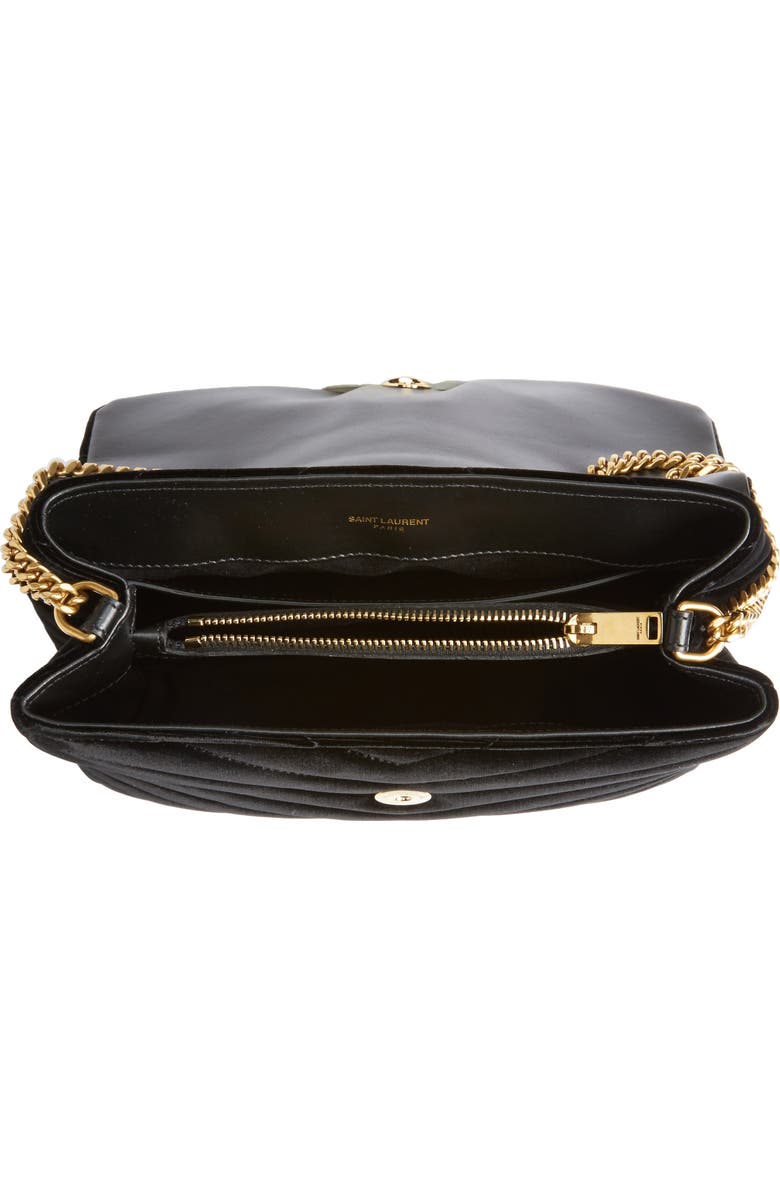 Saint Laurent Small Loulou Matelassé Velour Shoulder Bag, Alternate, color,