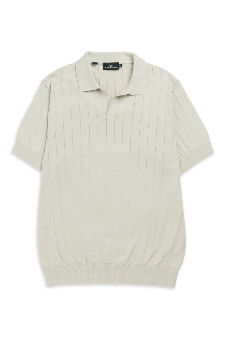Frey's Crescent Rib Cotton Sweater Polo, Alternate, color, STONE