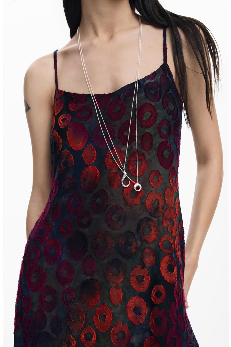 Flocked Animal Slipdress, Alternate, color, RED MULTI