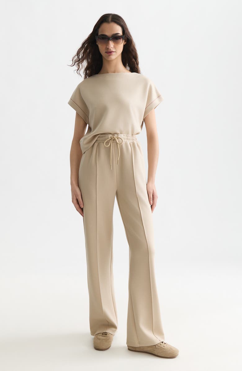 Scotch & Soda Tie Waist Wide Leg Sweatpants, Alternate, color, Doeskin