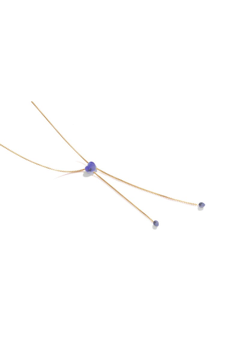 LuvMyJewelry Luv Me Blue Howlite Gemstone Yellow Gold Plated Silver Adjustable Heart Women Necklace, Main, color, 14Kt Gold Vermeil On Sterling