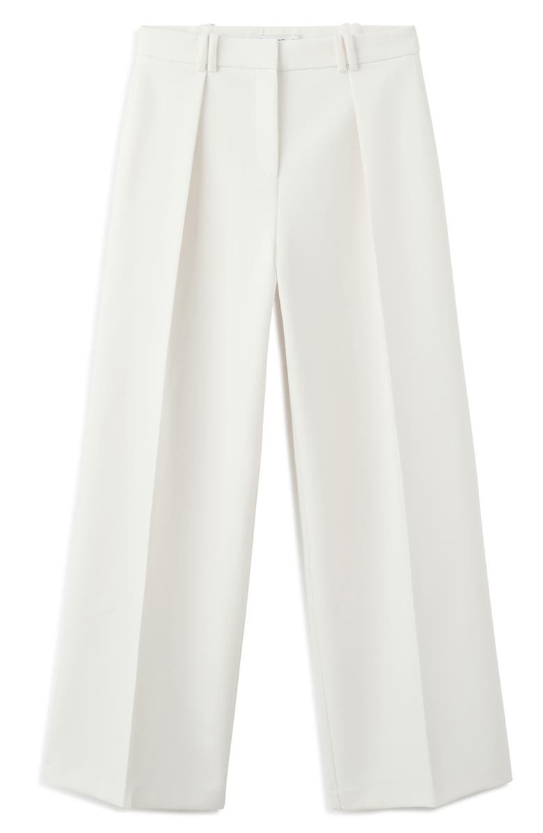 MANGO Pleated Wide Leg Pants, Alternate, color, White