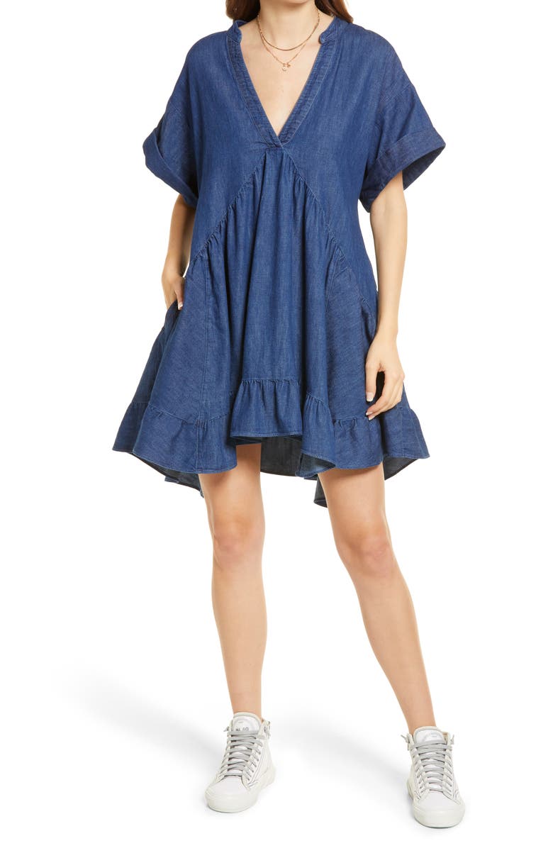 Free People Agnes High/Low Hem Denim Dress, Main, color, 