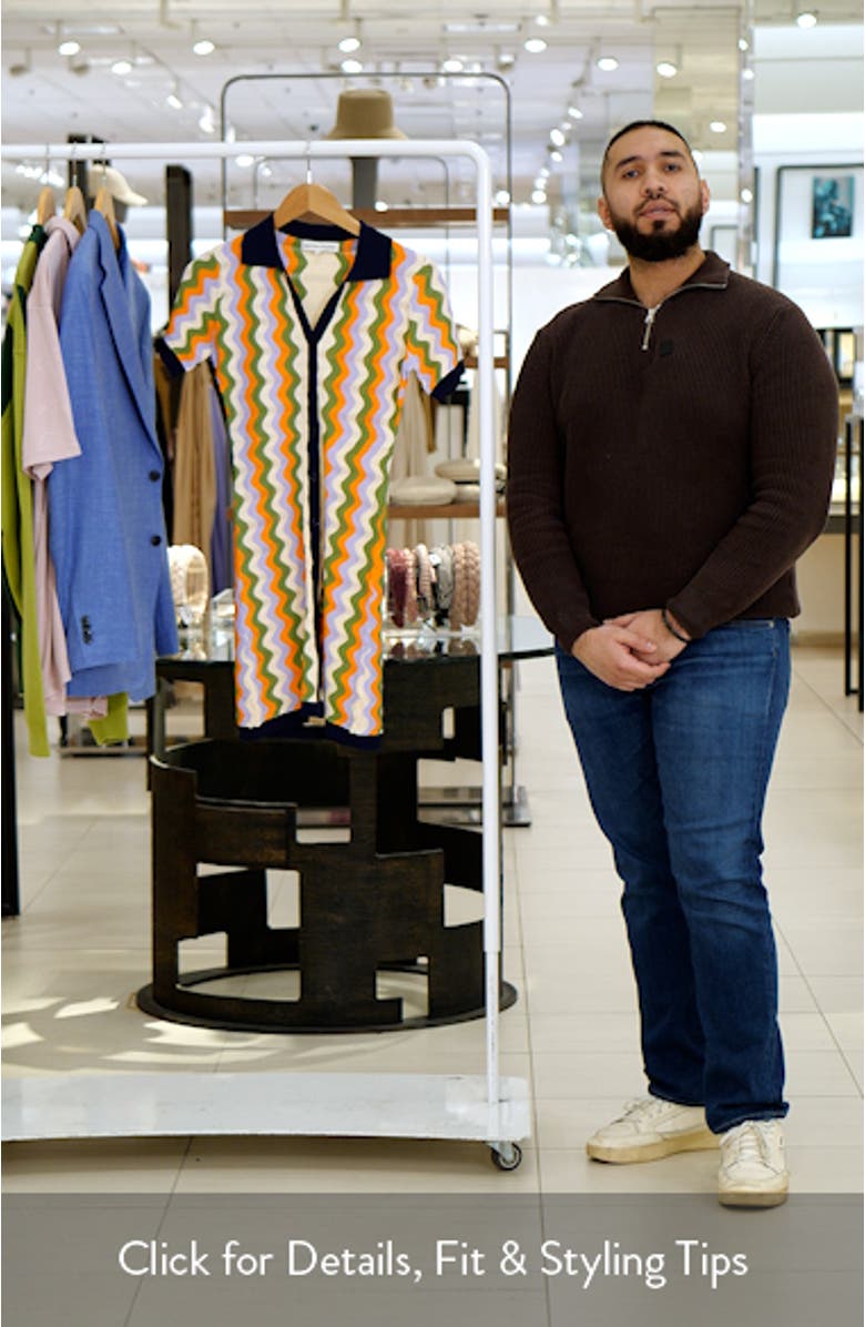 Wavy Stripe Short Sleeve Sweater Dress, sales video thumbnail