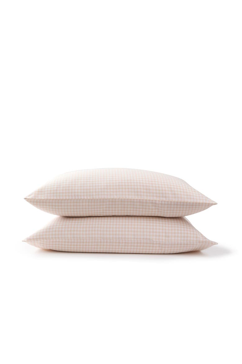 Gingham Yarn Dye Airy Cotton Pillowcase Pairs, Main, color, Pink