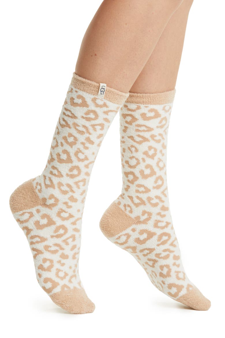 Leslie Crew Socks, Main, color, NATURAL LEOPARD