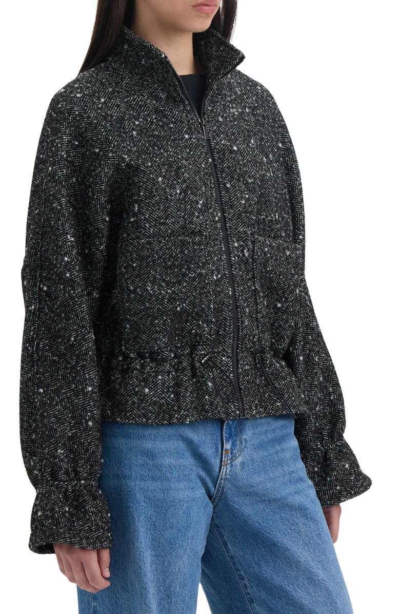 NVLT Peplum Waist Dolman Jacket, Alternate, color, Black Herringbone