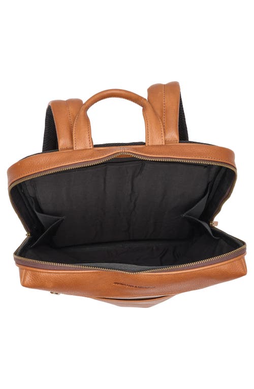 Shop Johnston & Murphy Pebbled Leather Slim Commuter Backpack In Tan