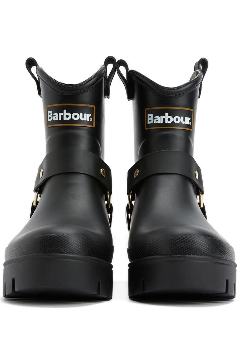 Barbour Elley Harness Rain Boot, Alternate, color, Black