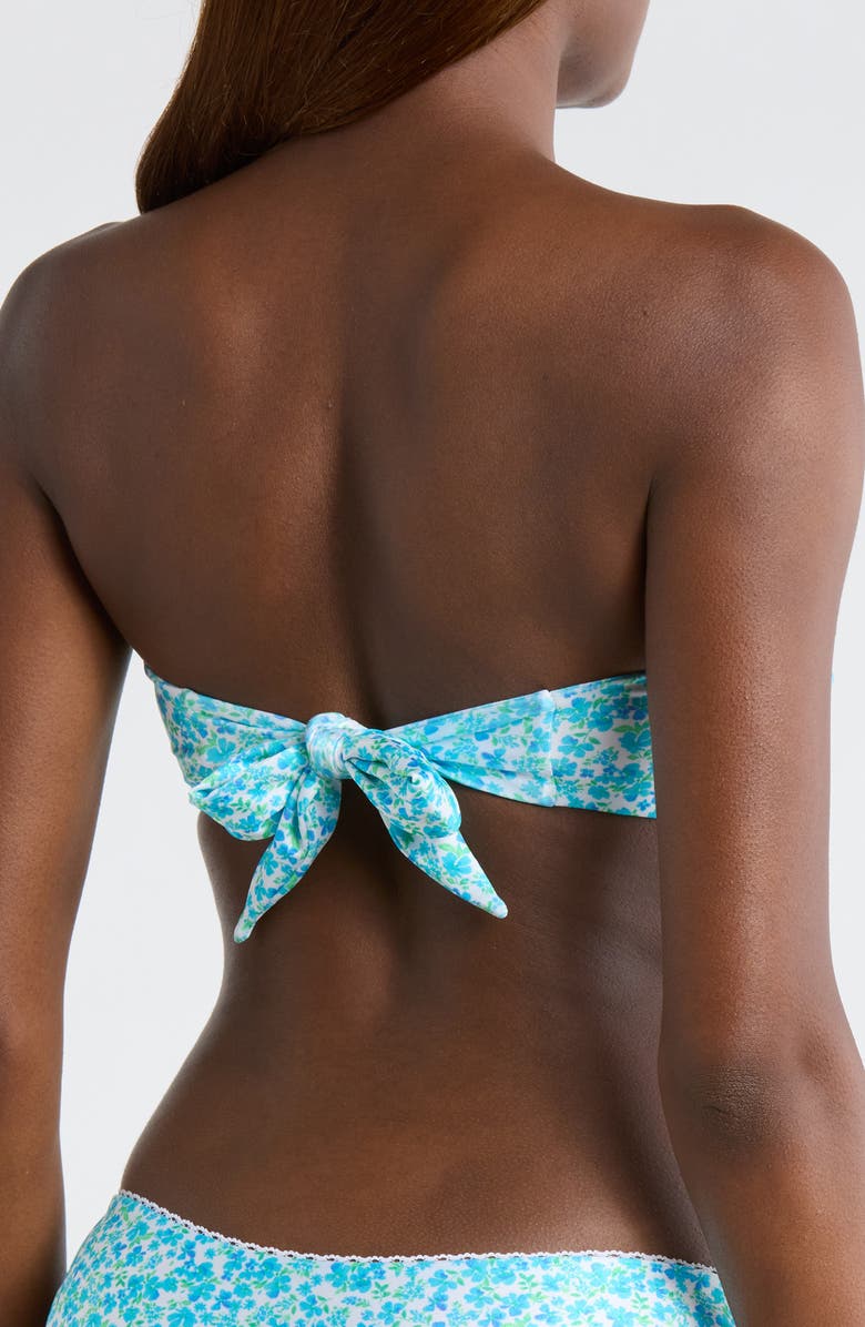 Kulani Kinis Decorative Strapless Bandeau Bikini Top, Alternate, color, Ocean Aura