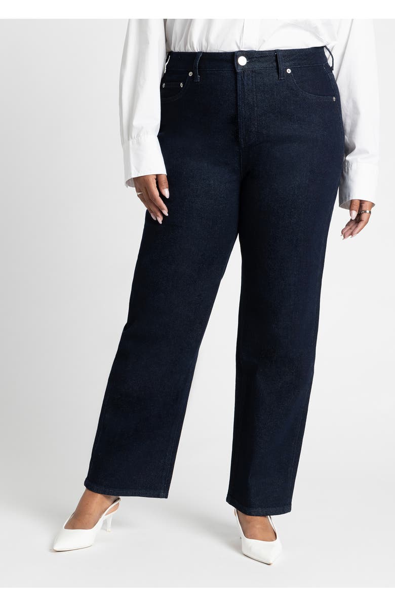 ELOQUII The Naomi Comfort Stretch Straight Leg Jean, Alternate, color, True Dark Rinse Denim