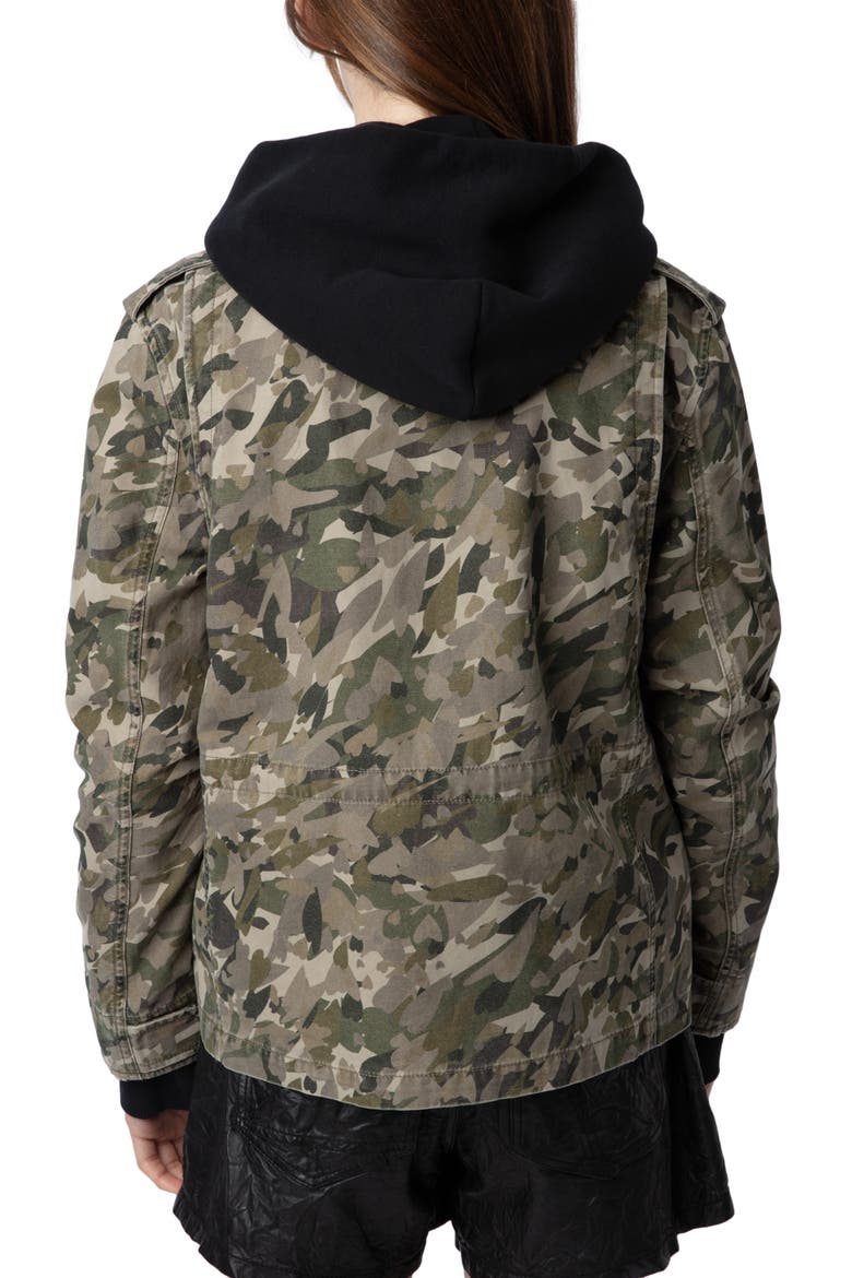 Krisa Cotton Canvas Camo Jacket, Alternate, color, GRASS