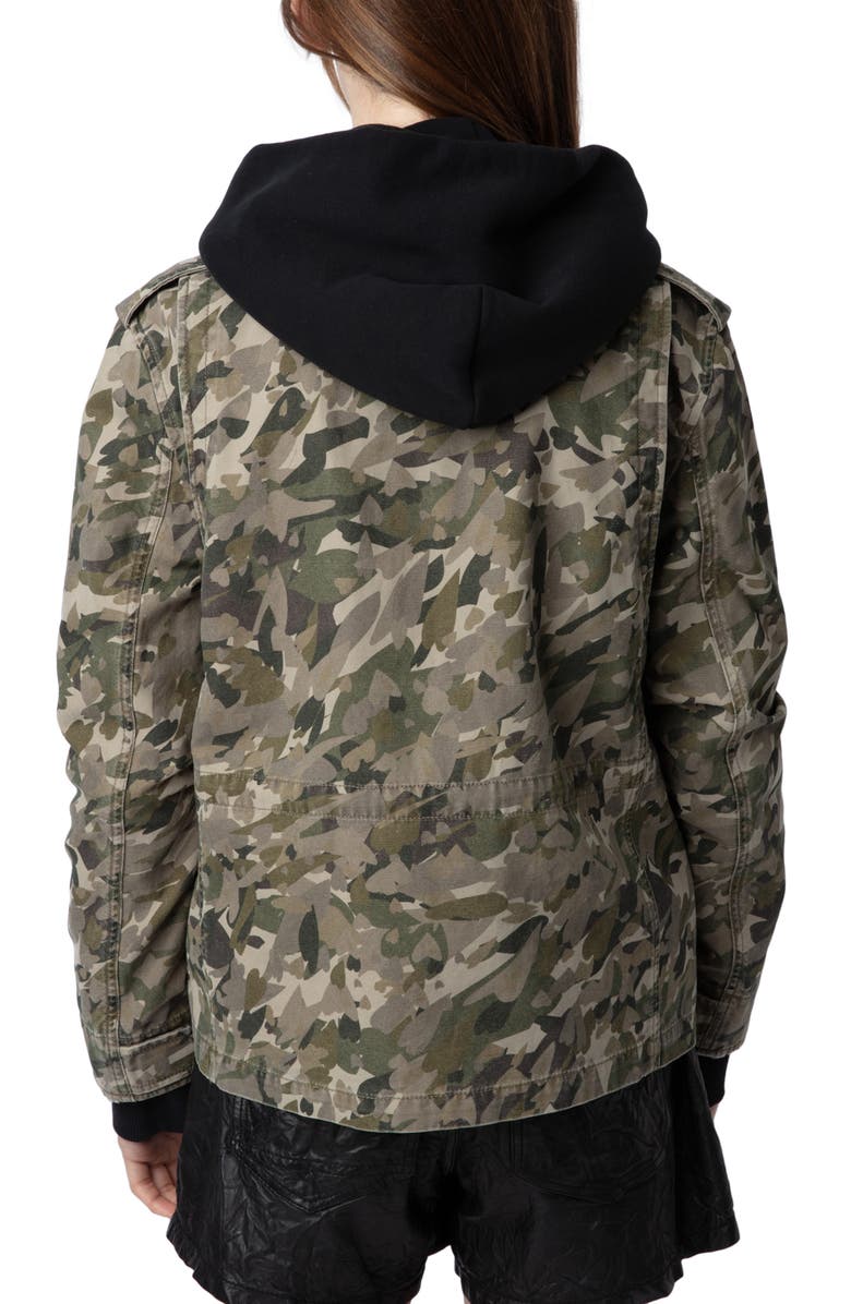 Zadig & Voltaire Krisa Cotton Canvas Camo Jacket, Alternate, color, 