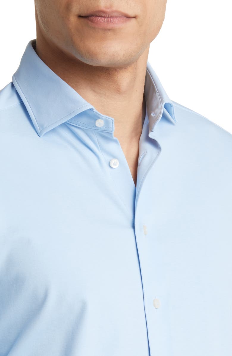 Emanuel Berg 4Flex Modern Fit Knit Button-Up Shirt, Alternate, color, Light Blue