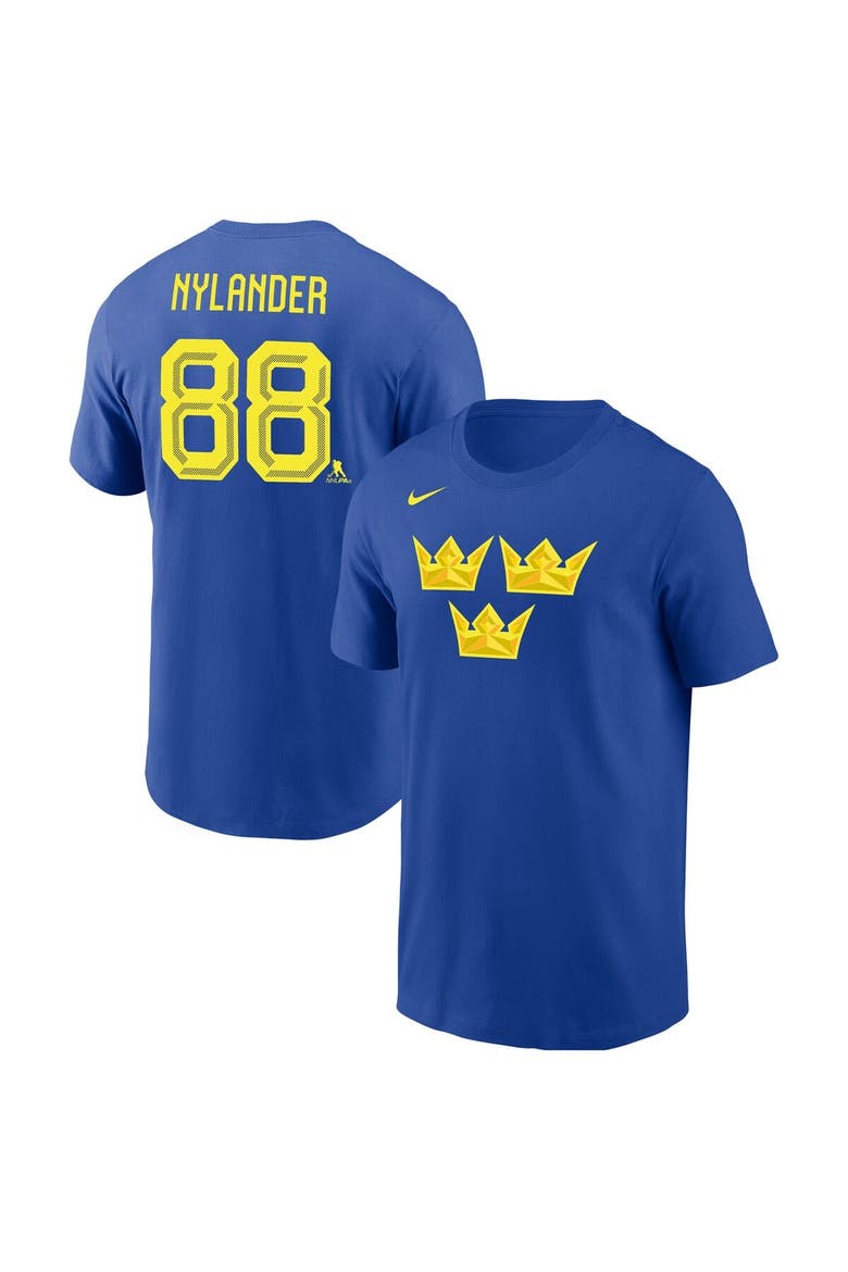 Men's Nike William Nylander Royal Sweden Hockey 2026 Name & Number T-Shirt, Main, color, Royal