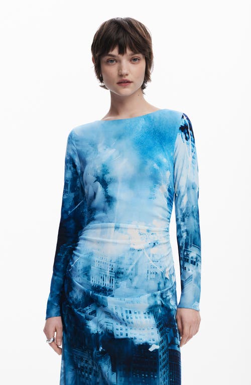 Desigual Landscape Maxi Dress In Blue