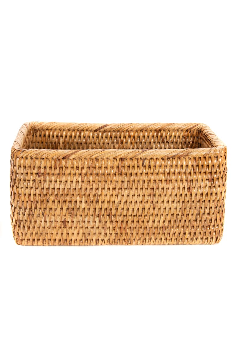 Artifacts Rattan Rectangular Everything Basket, Alternate, color, Honey Brown