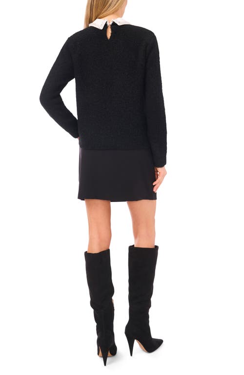 Ted Baker Rhinestone Collar Mixed Media Sweater In Black