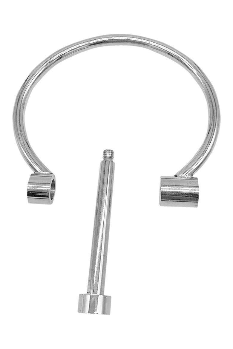 14K Yellow Gold Plated Stainless Steel Water Resistant Screw Cuff, Alternate, color, SILVER