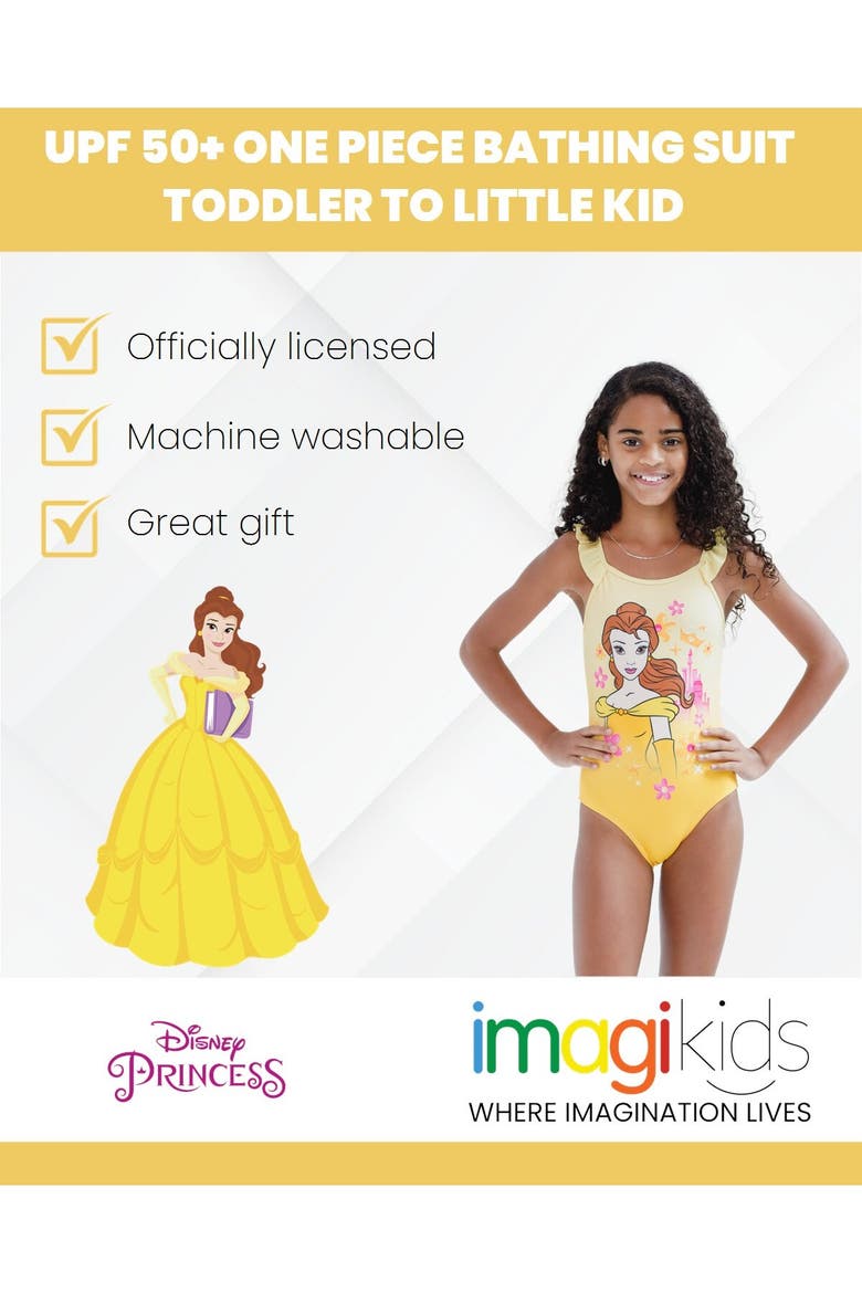 Princess One-Piece Bathing Suit, Alternate, color, Belle Yellow Ombre