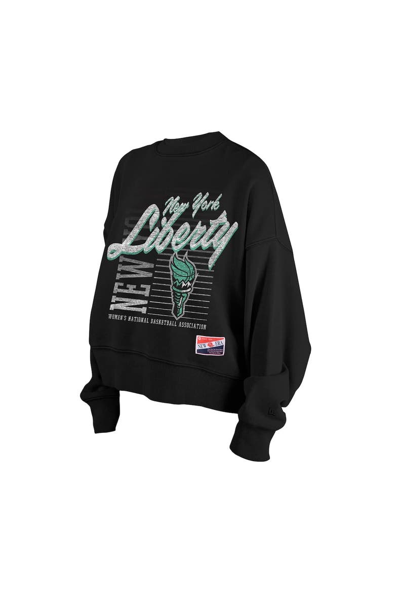 Women's New Era Black New York Liberty Oversized Mineral Wash Sweatshirt, Alternate, color, Black